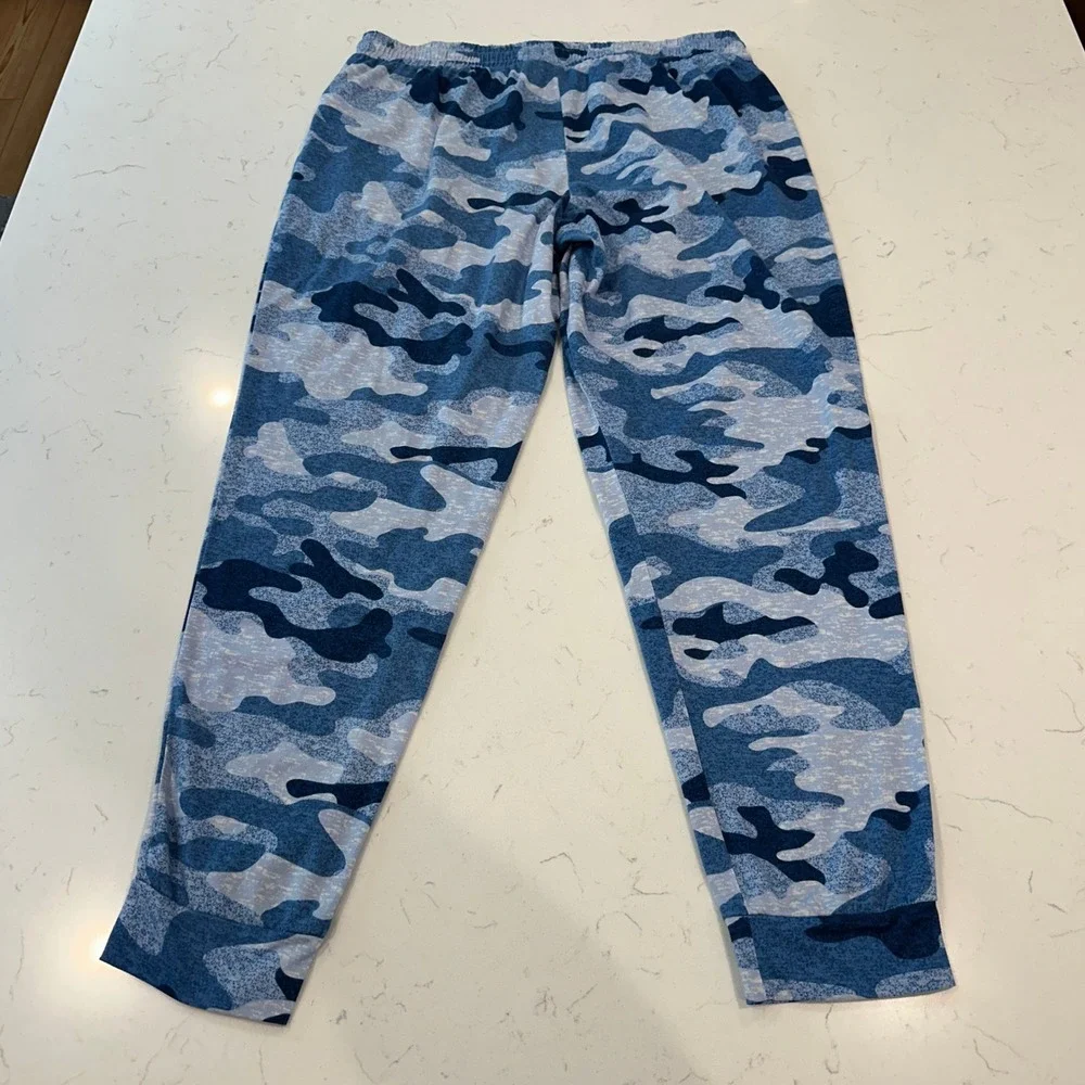 Jane and Bleecker Blue Camo Pajama Pants Women Medium Lounge Sleepwear Pant
